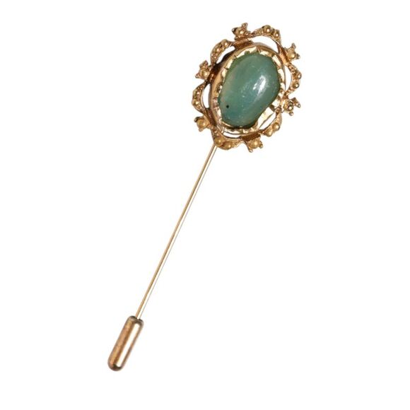Dolce & Gabbana Gold Tone Green Stone Antique Men Accessory Brooch Men's Pin